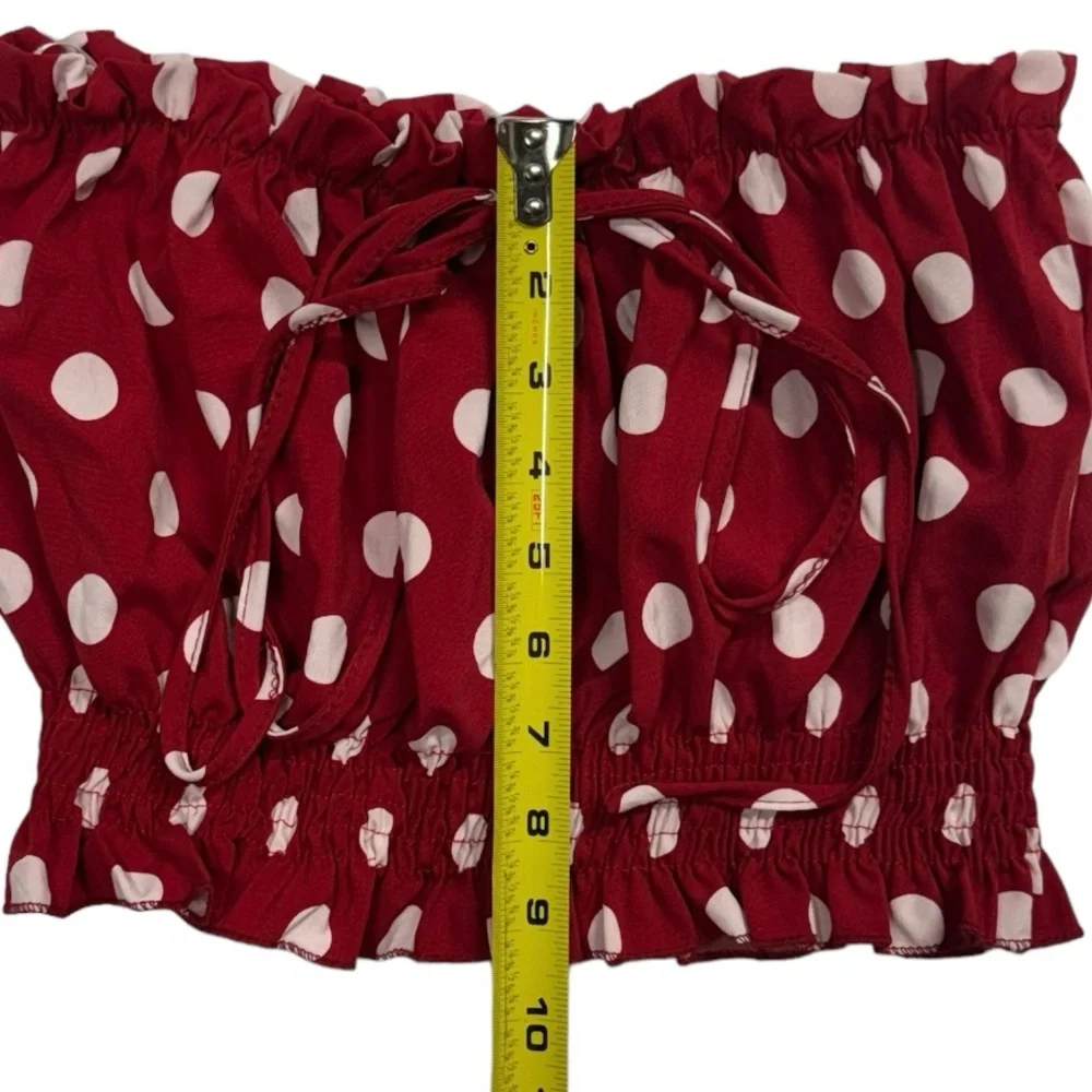 SHEIN size medium red crop top with white spots in perfect condition shirt! - Picture 5 of 8